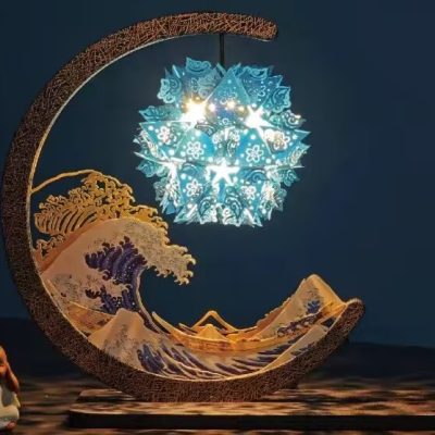 神奈川沖浪裏・浮世絵紙彫りライト